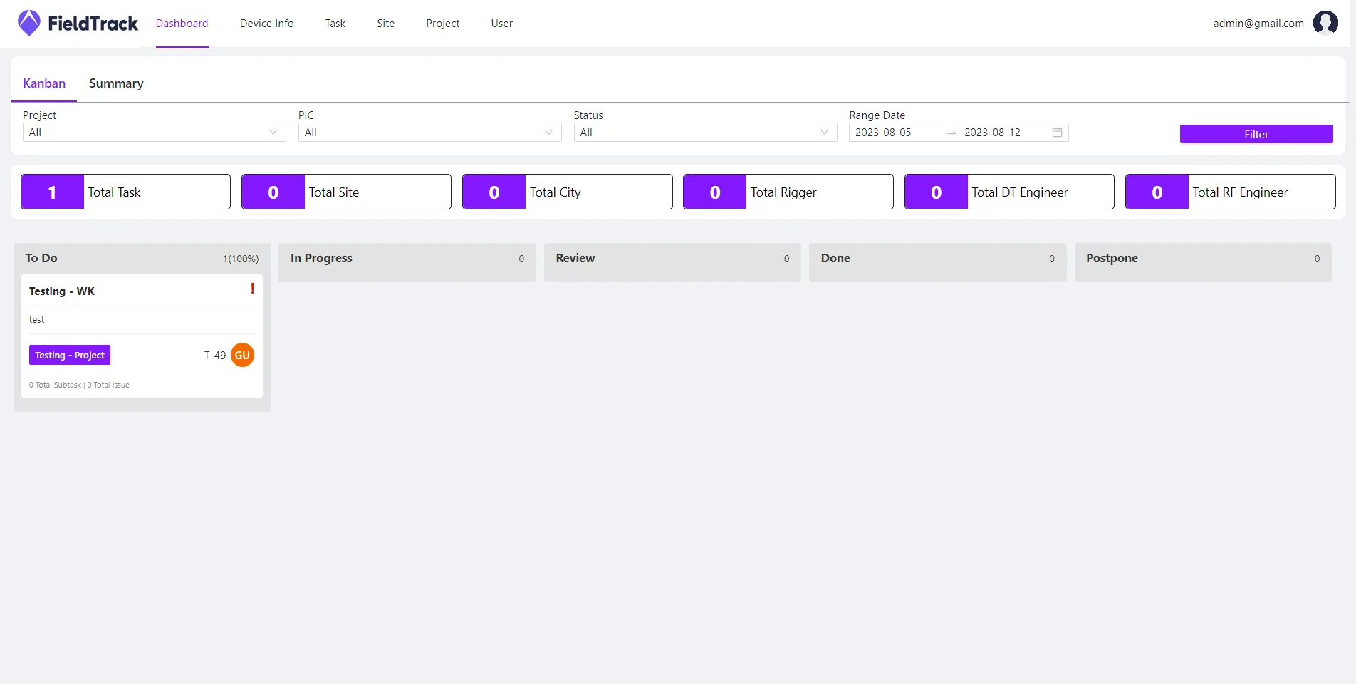 Fieldtrack screenshot